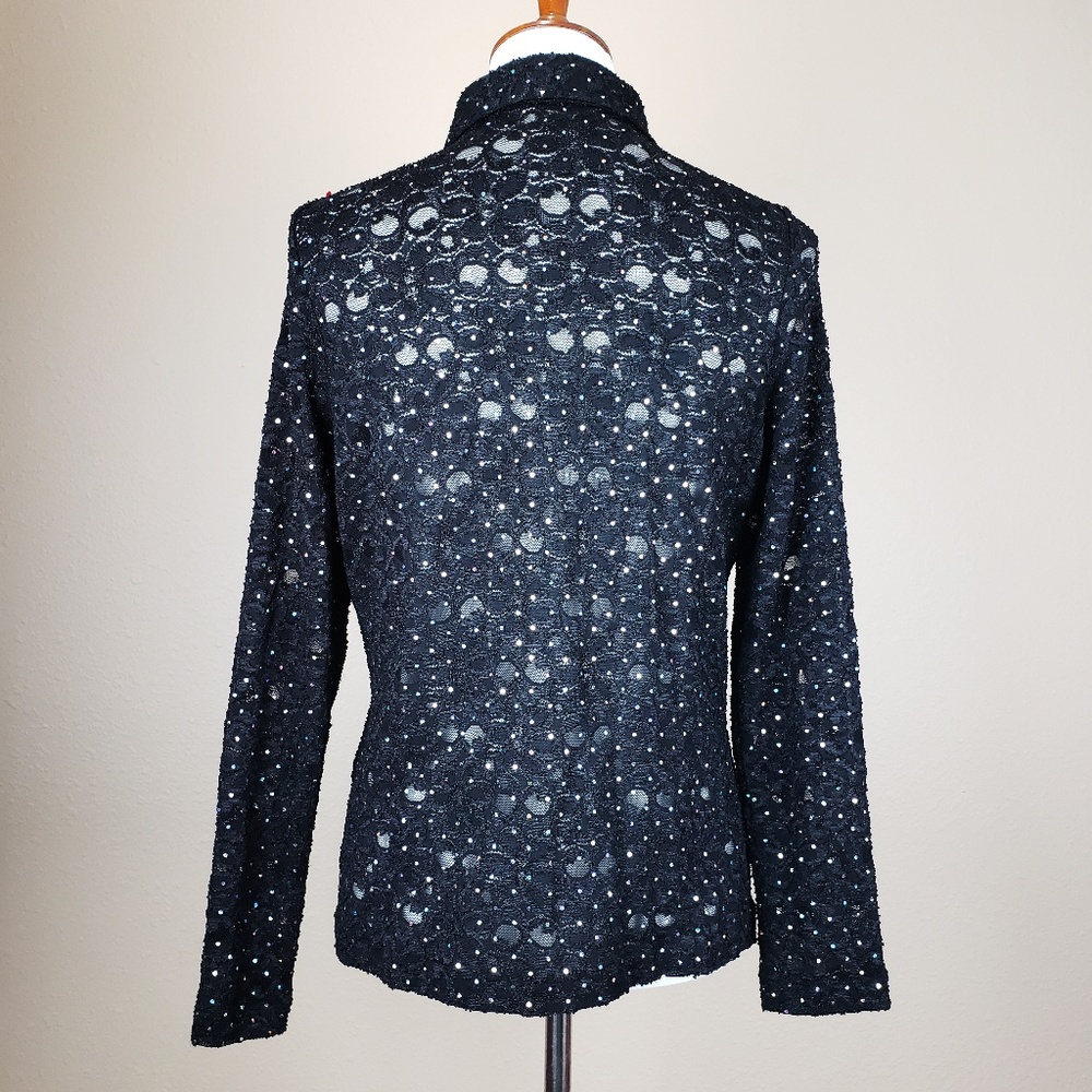 Exclusively Misook Rainbow Sequin Lace Button Down - Picture 2 of 7